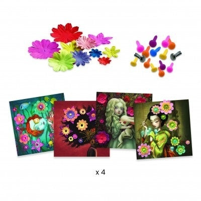 Set creativ Portrete cu flori din hartie, Djeco