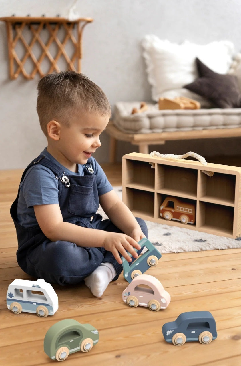 Set de 6 masinute din lemn, Speedy Monkey