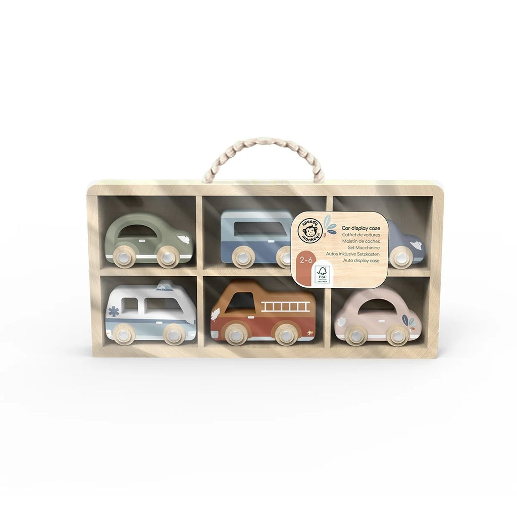 Set de 6 masinute din lemn, Speedy Monkey