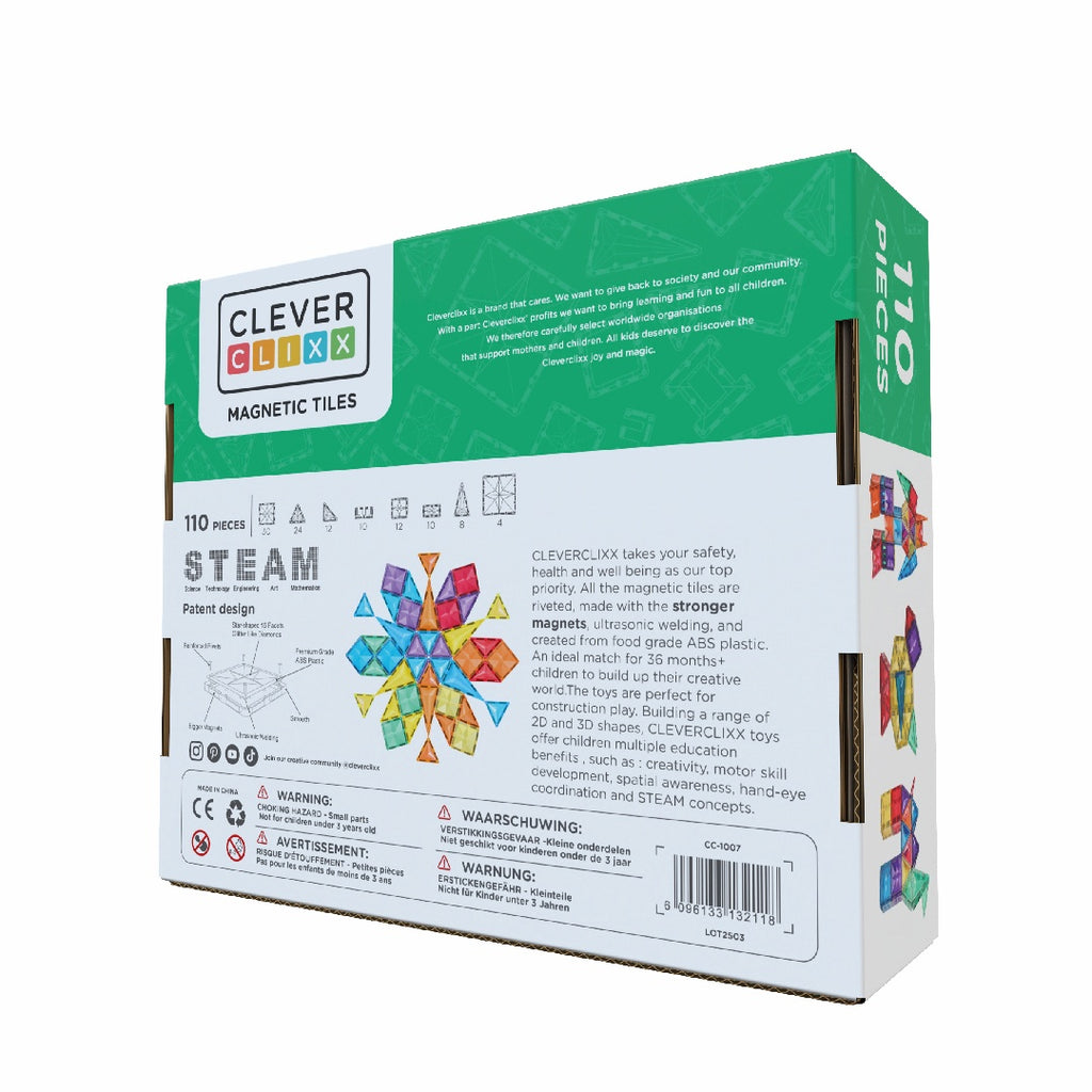 Set magnetic de construit Inventiv 110 piese, Cleverclixx