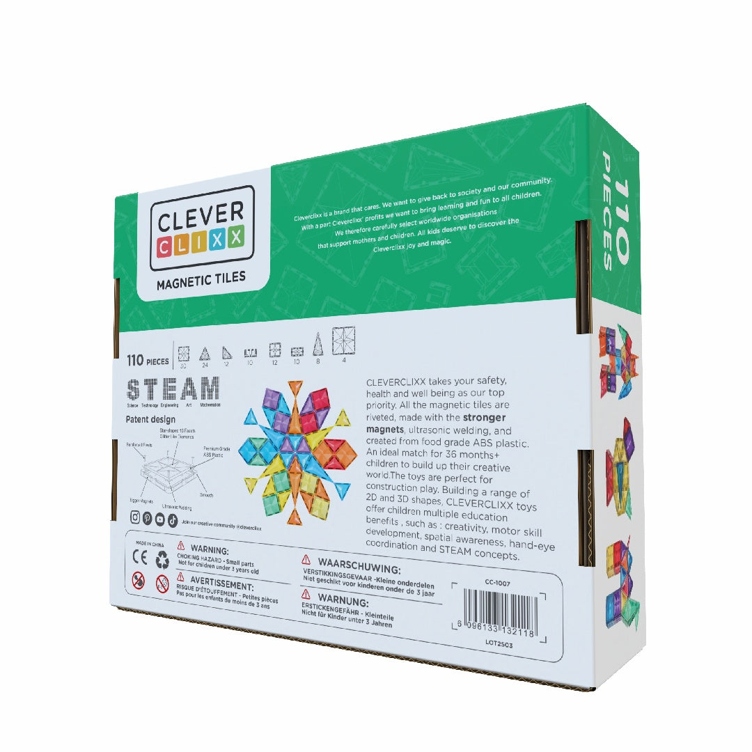 Set magnetic de construit Inventiv 110 piese, Cleverclixx