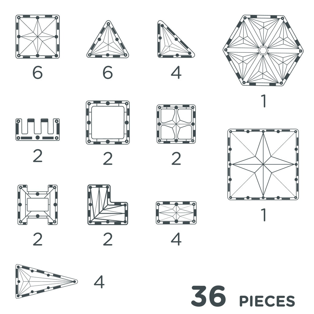 Set magnetic de construit Pastel 36 piese, Cleverclixx