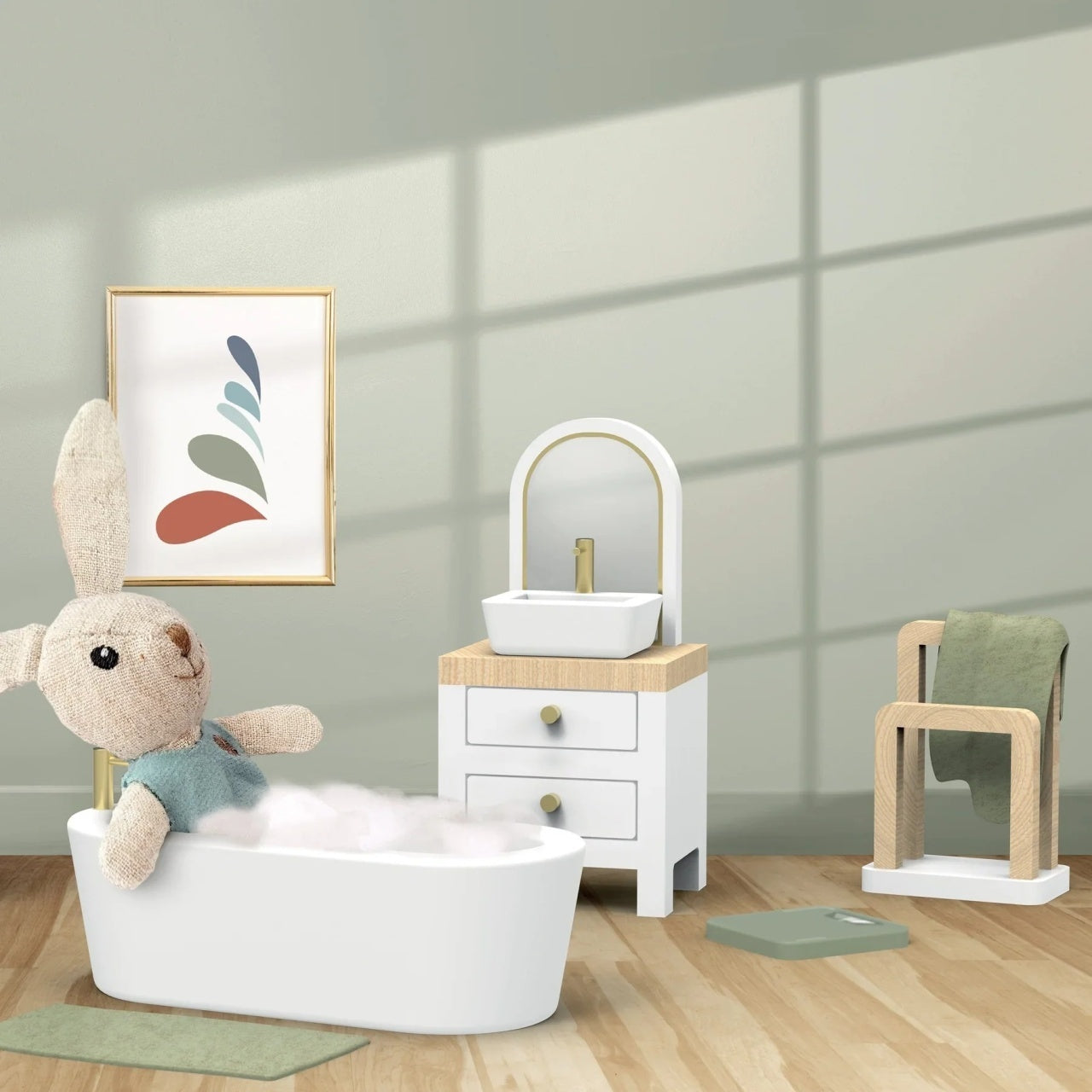 Set mobilier baie pentru casa de papusi, Speedy Monkey