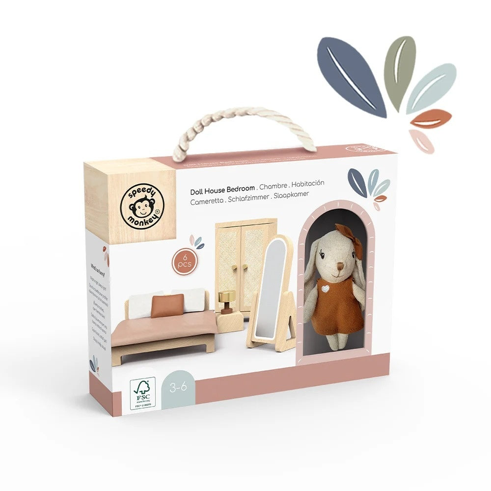 Set mobilier dormitor pentru casa de papusi, Speedy Monkey