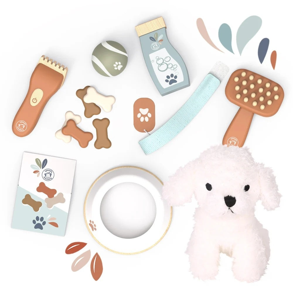 Set pentru copii cu valiza si catel de plus, Speedy Monkey