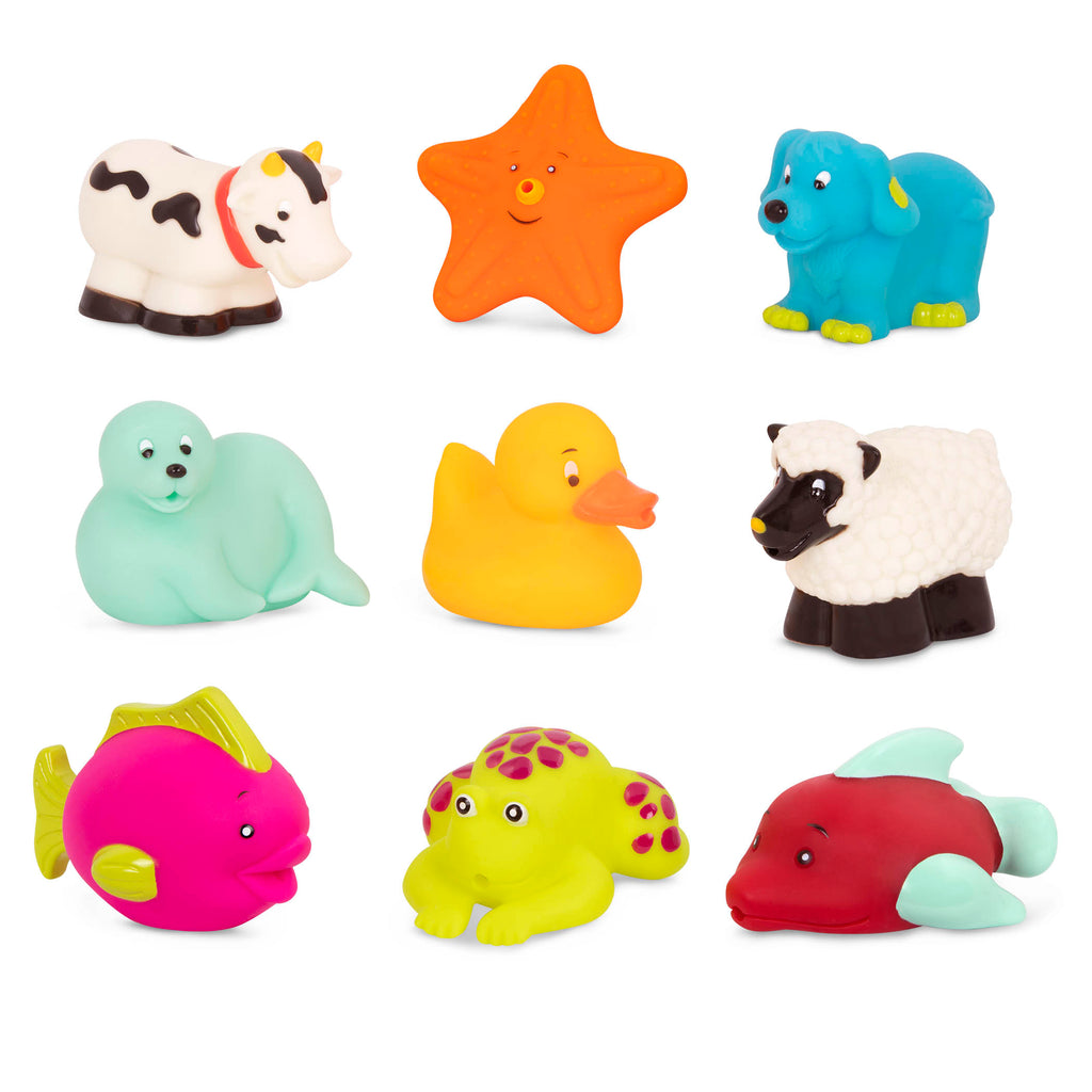 BToys Set 9 jucării de baie animale Squish & Splash, peste 10 luni