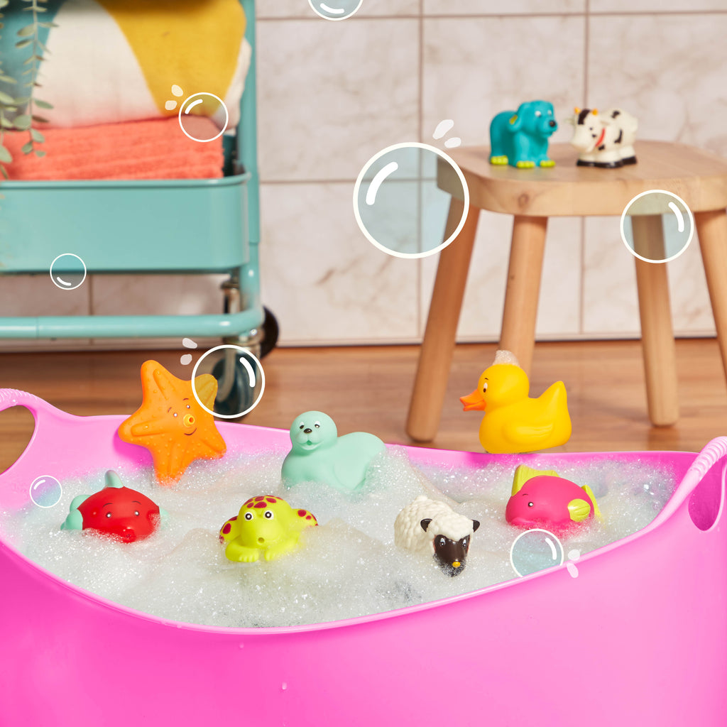 BToys Set 9 jucării de baie animale Squish & Splash, peste 10 luni
