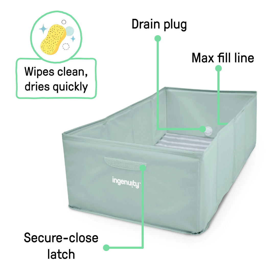 Ingenuity - Cadita pliabila pentru calatorii Tuckaway Travel Tub Sage