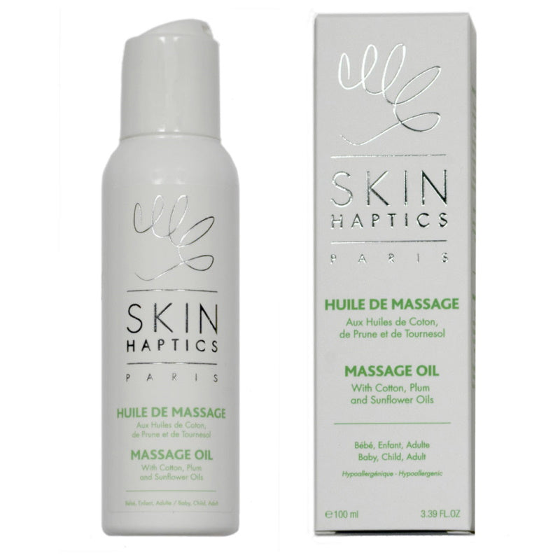 Skinhaptics massage oil, enriched with 3 oils rich in Omega 6 and 9, suitable for children and pregnant women, as well as for the whole family, 100 ml