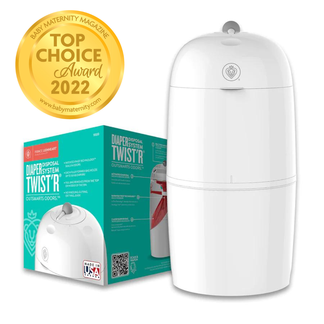 Prince Lionheart Nappy Twist'R White Airtight Bin for Dirty Nappies