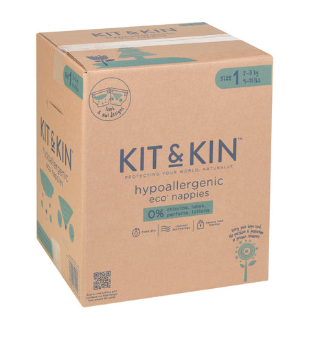 Kit and Kin Scutece Hipoalergenice Eco Marimea 1, 2-5 kg, 152 buc, certificate FSC si Dermatest