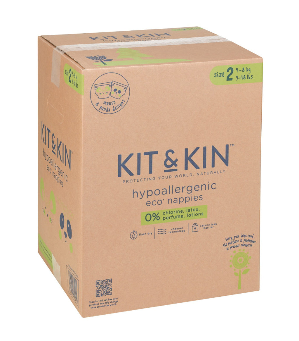 Eco-Friendly Hypoallergenic Diapers Kit&Kin, Size 2, 4-8 kg, 152 pcs