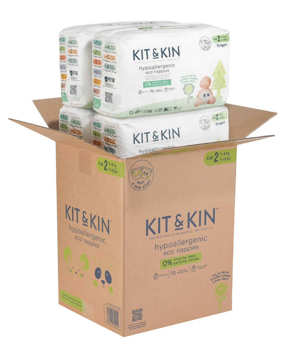 Eco-Friendly Hypoallergenic Diapers Kit&Kin, Size 2, 4-8 kg, 152 pcs