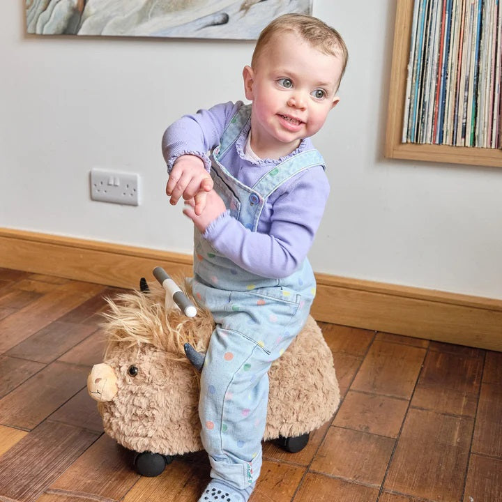 Prince Lionheart Hairies Ride-On Inflatable Toy - Fun and Safe Ride for Kids, Highland Cow Scotch