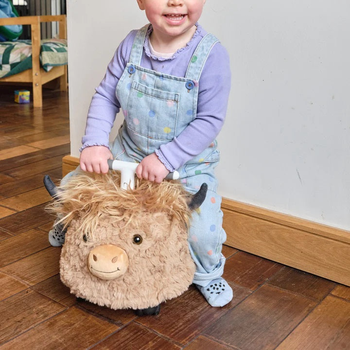 Prince Lionheart Hairies Ride-On Inflatable Toy - Fun and Safe Ride for Kids, Highland Cow Scotch
